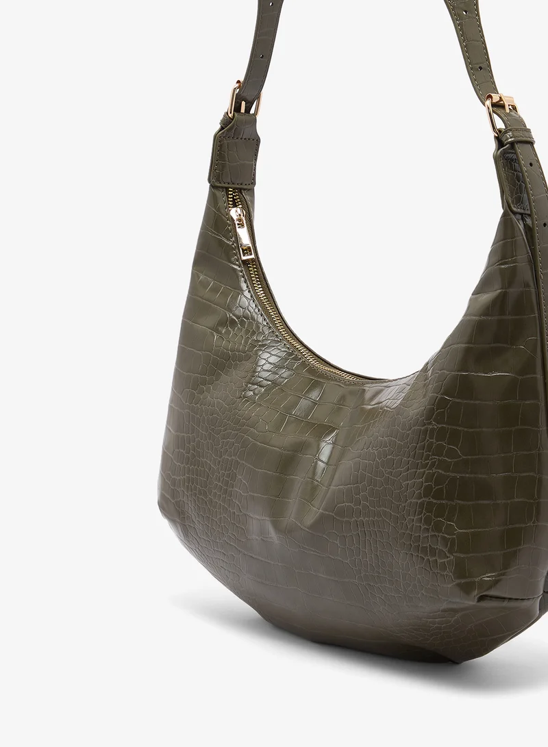 Glamorous KHAKI GREEN Croc Slouch Shoulder Bag for Women | Best Price UAE